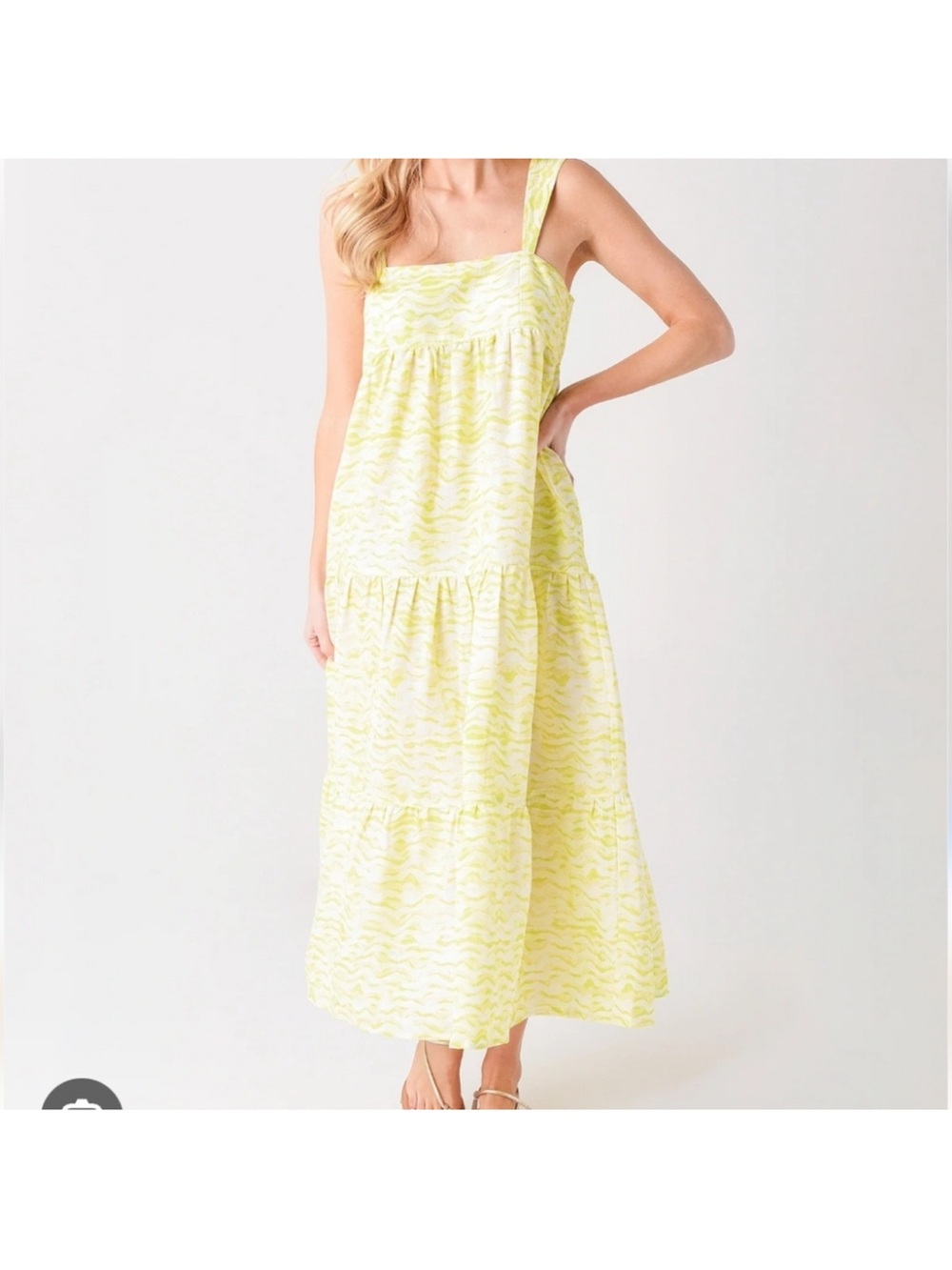 HUNTER BELL Lemon Wave Tiered Maxi Dress